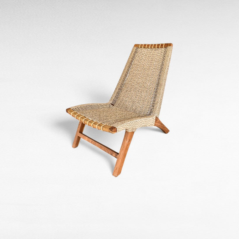 TEAK WOOD RELAX CHAIR WITH SYNTHETIC RAFFIA W66 |D88 |H88 cm