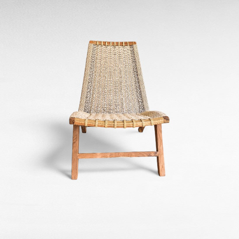 TEAK WOOD RELAX CHAIR WITH SYNTHETIC RAFFIA W66 |D88 |H88 cm
