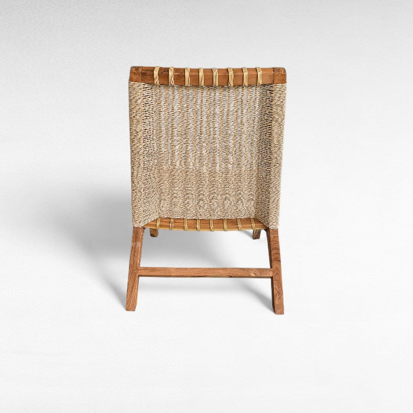TEAK WOOD RELAX CHAIR WITH SYNTHETIC RAFFIA W66 |D88 |H88 cm