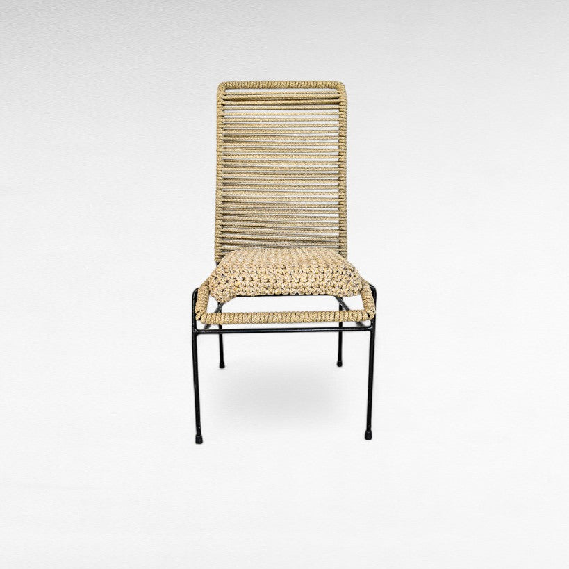 IRON FRAME DINING CHAIR WITH COTTON ROPE W52 |D47 |H100 CM