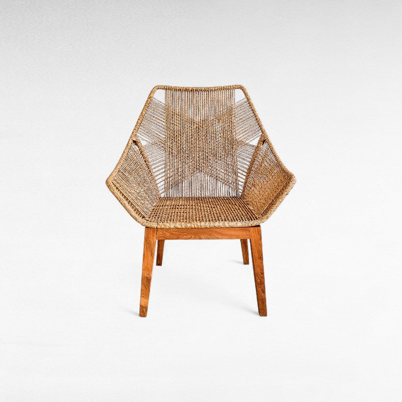 TEAK WOOD RELAX CHAIR WITH SYNTHETIC RAFFIA W80 |D80 |H105 CM