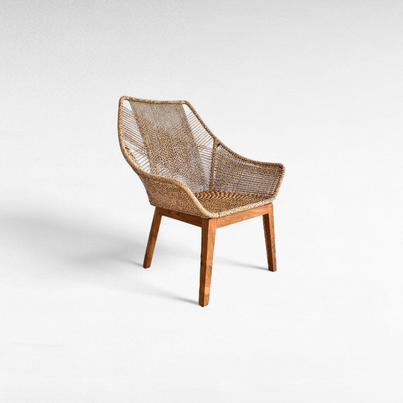 TEAK WOOD RELAX CHAIR WITH SYNTHETIC RAFFIA W80 |D80 |H105 CM