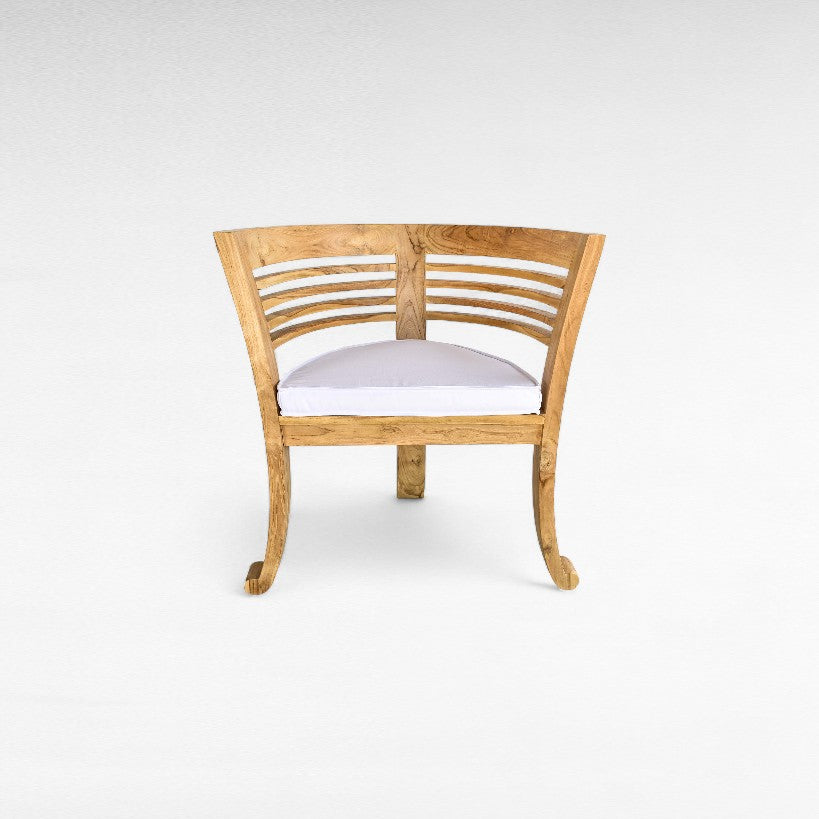 TEAK WOOD DINING ARMCHAIR WITH WHITE CUSHION W58 |D75 |H77 CM
