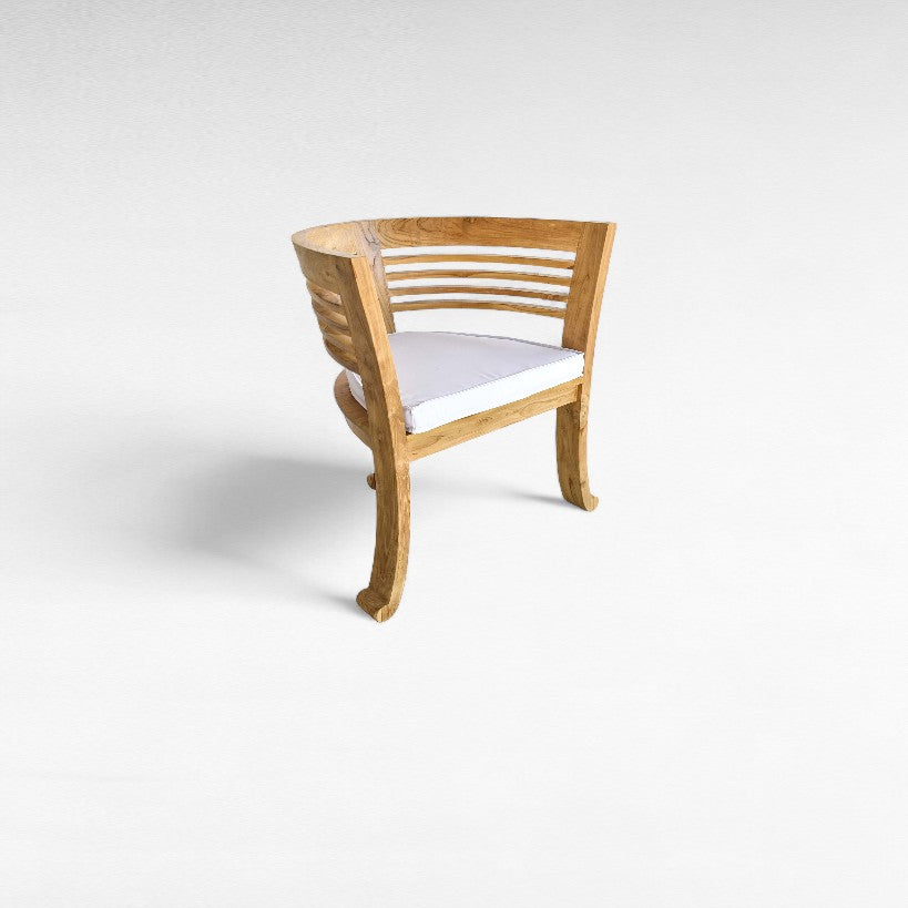 TEAK WOOD DINING ARMCHAIR WITH WHITE CUSHION W58 |D75 |H77 CM