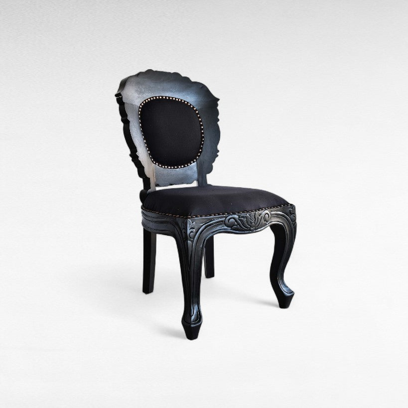 CARVED TEAK WOOD DINING CHAIR WIHT UPHOLSTERY  W58 |D53 |H96 CM