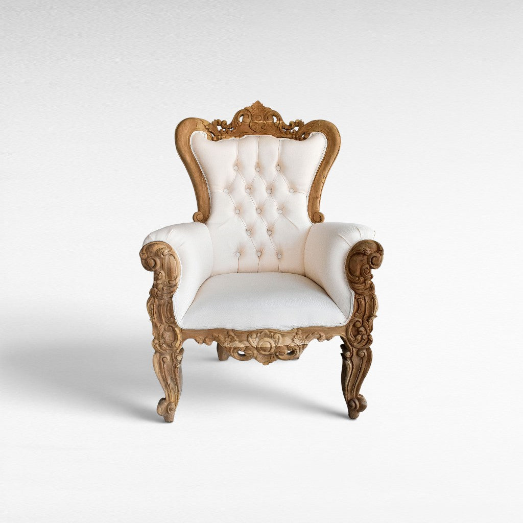 CARVED TEAK WOOD RELAX ARMCHAIR WITH UPHOLSTERY W90 |D60 |H130 CM
