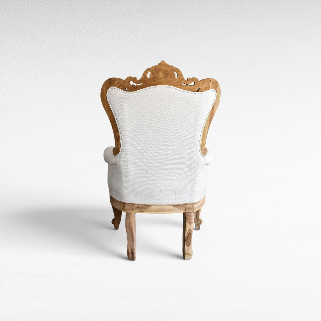 CARVED TEAK WOOD RELAX ARMCHAIR WITH UPHOLSTERY W90 |D60 |H130 CM
