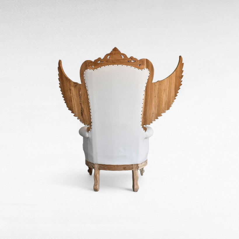 CARVED TEAK WOOD RELAX ARMCHAIR WITH UPHOLSTERY W160 |D70 |H170 cm