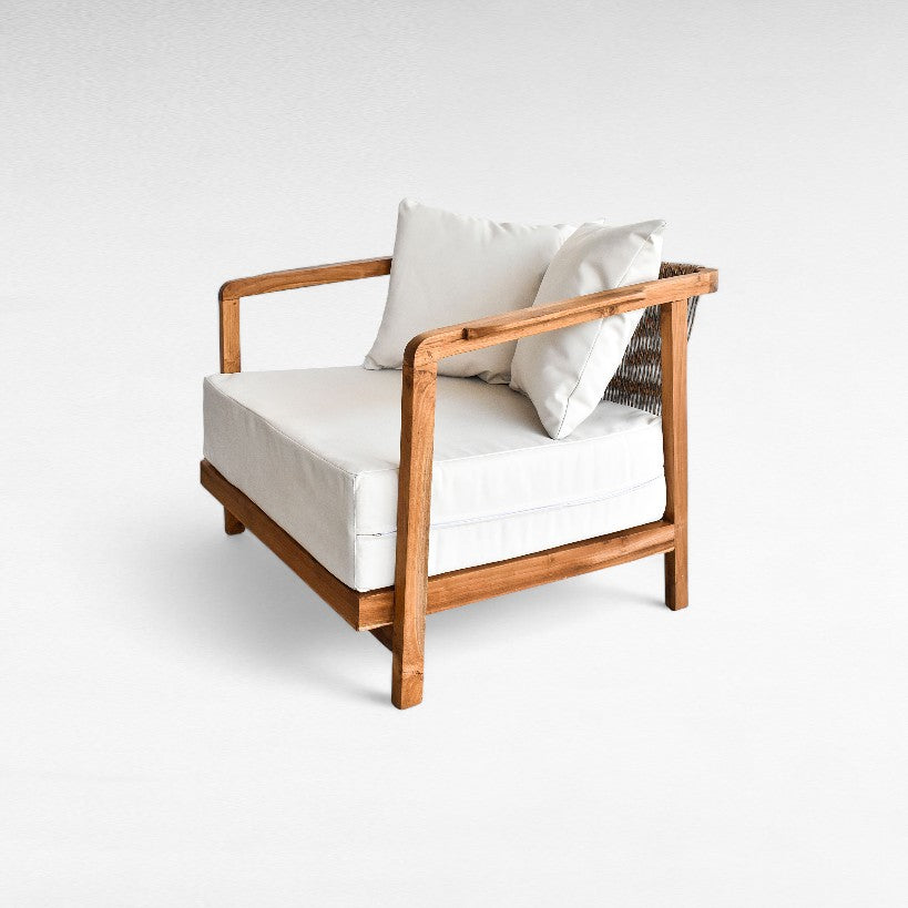 TEAK WOOD RELAX ARMCHAIR WITH SYNTHETIC RAFFIA W80 |D85 |H70 cm