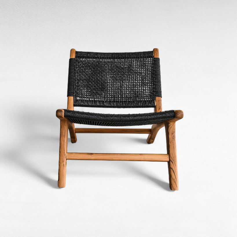TEAK WOOD RELAX CHAIR WITH SYNTETIC RAFFIA W60 |D90 |H65 cm