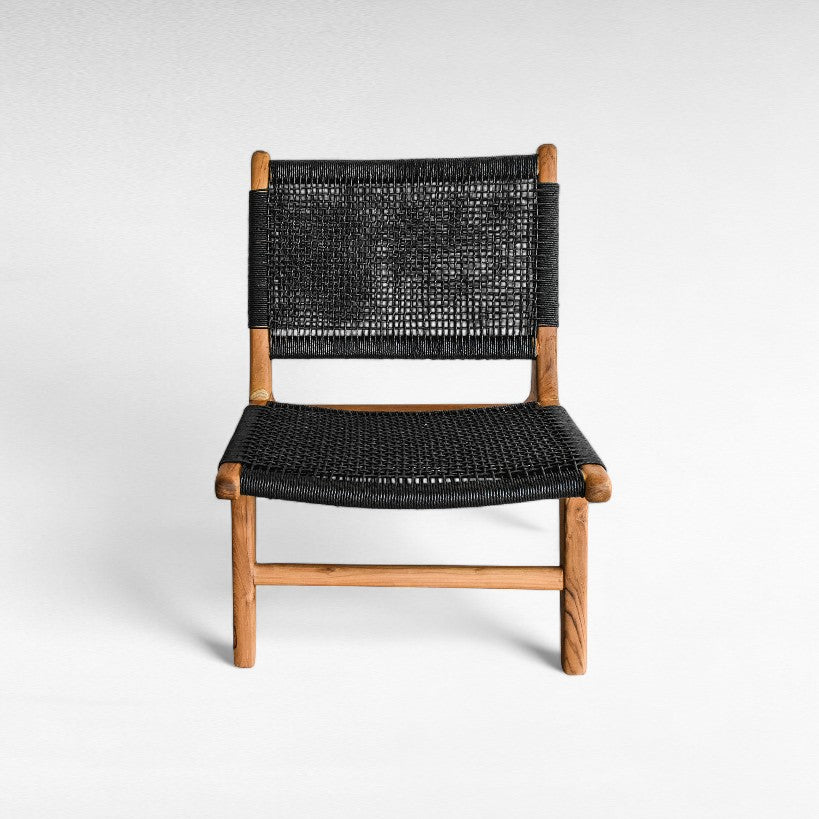 TEAK WOOD RELAX CHAIR WITH SYNTETIC RAFFIA W60 |D90 |H65 cm