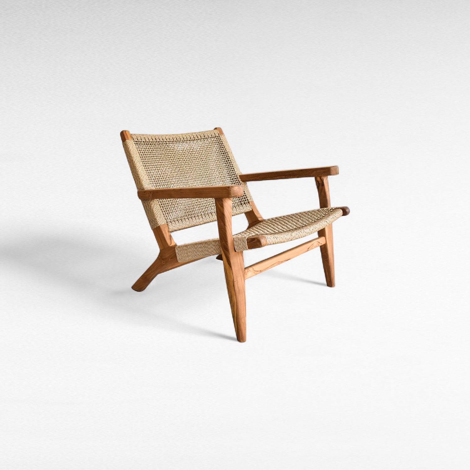 TEAK WOOD RELAX ARMCHAIR WITH SYNTHETIC RAFFIA W80 |D90 |H80 cm