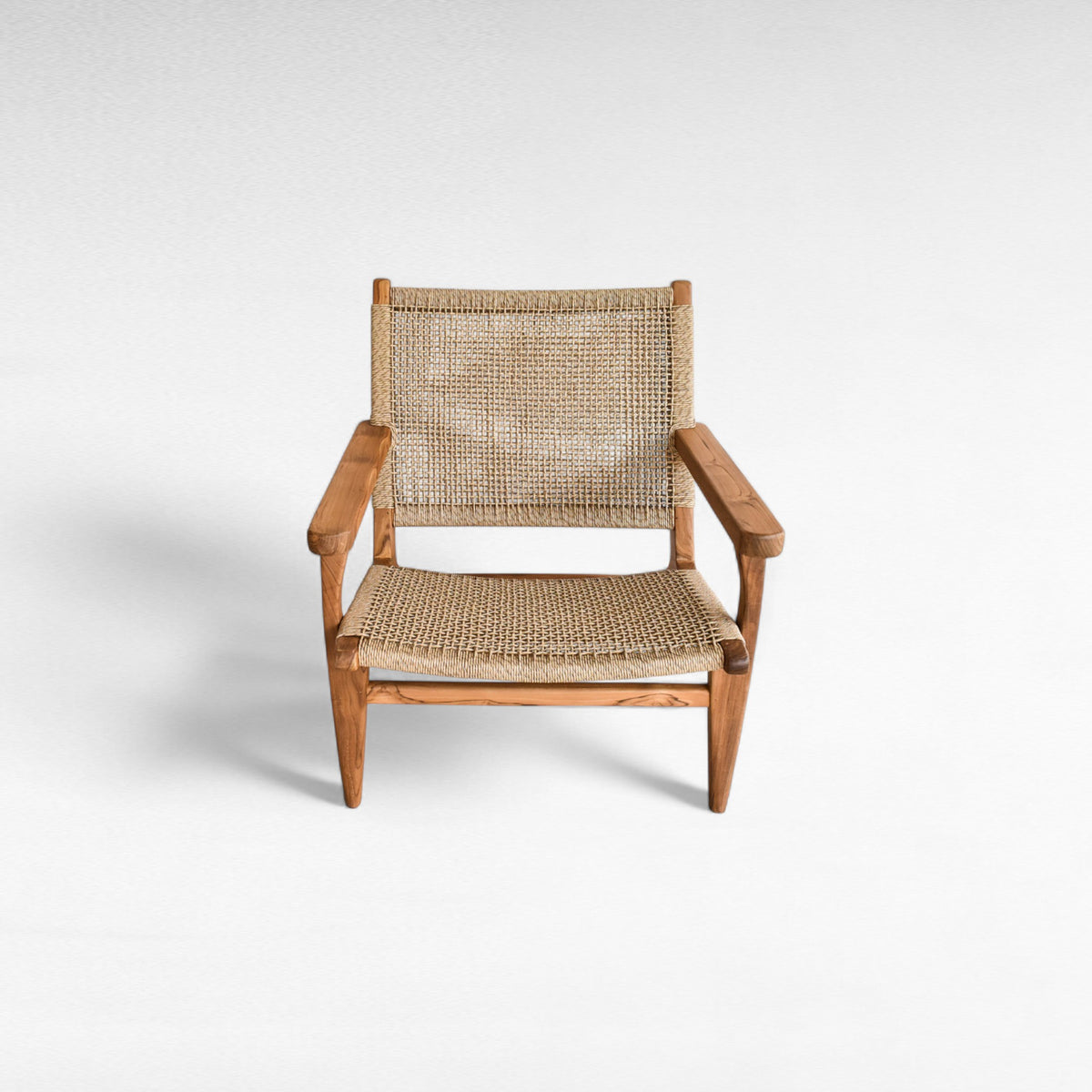 TEAK WOOD RELAX ARMCHAIR WITH SYNTHETIC RAFFIA W80 |D90 |H80 CM