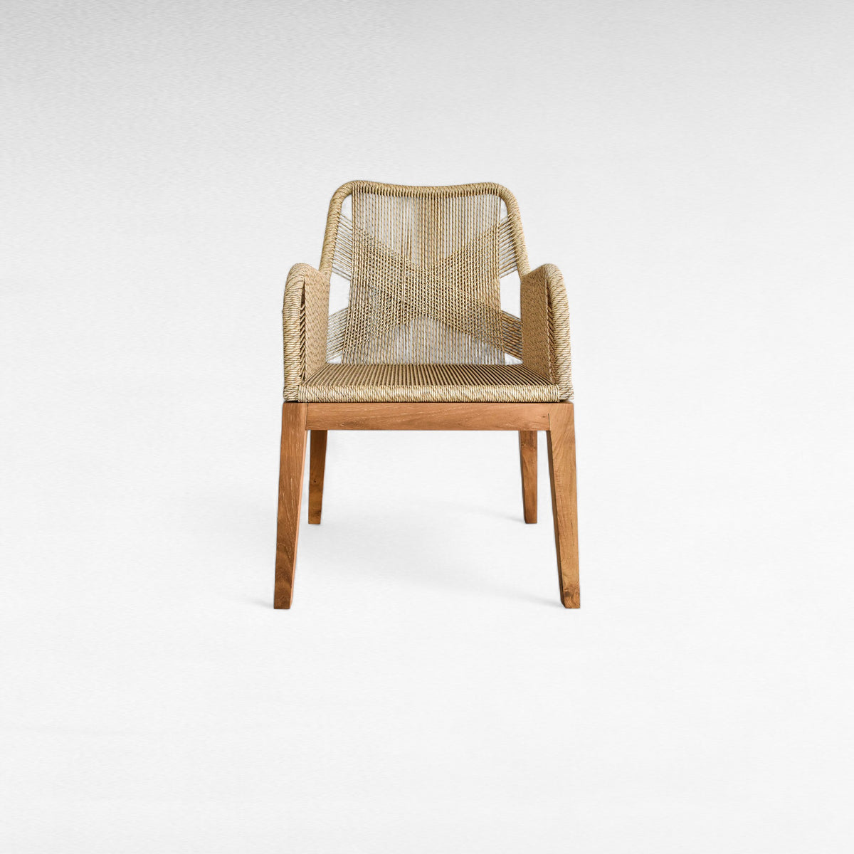 TEAK WOOD DINING ARMCHAIR WITH SYNTHETIC RAFFIA W50 |D55 |H90 CM