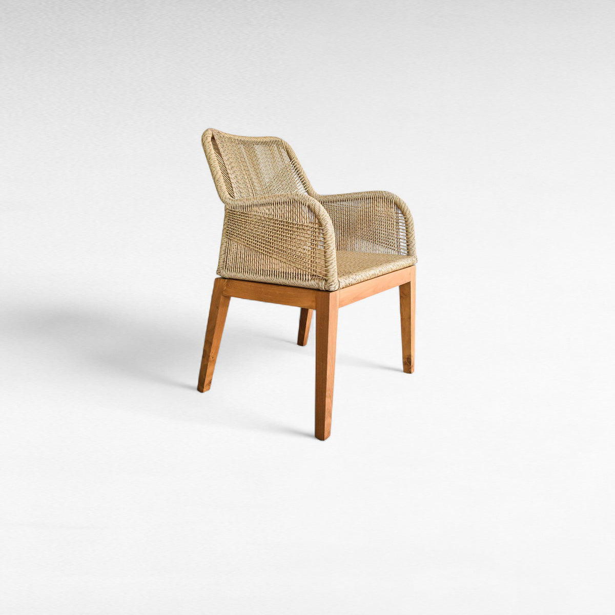 TEAK WOOD DINING ARMCHAIR WITH SYNTHETIC RAFFIA W50 |D55 |H90 CM