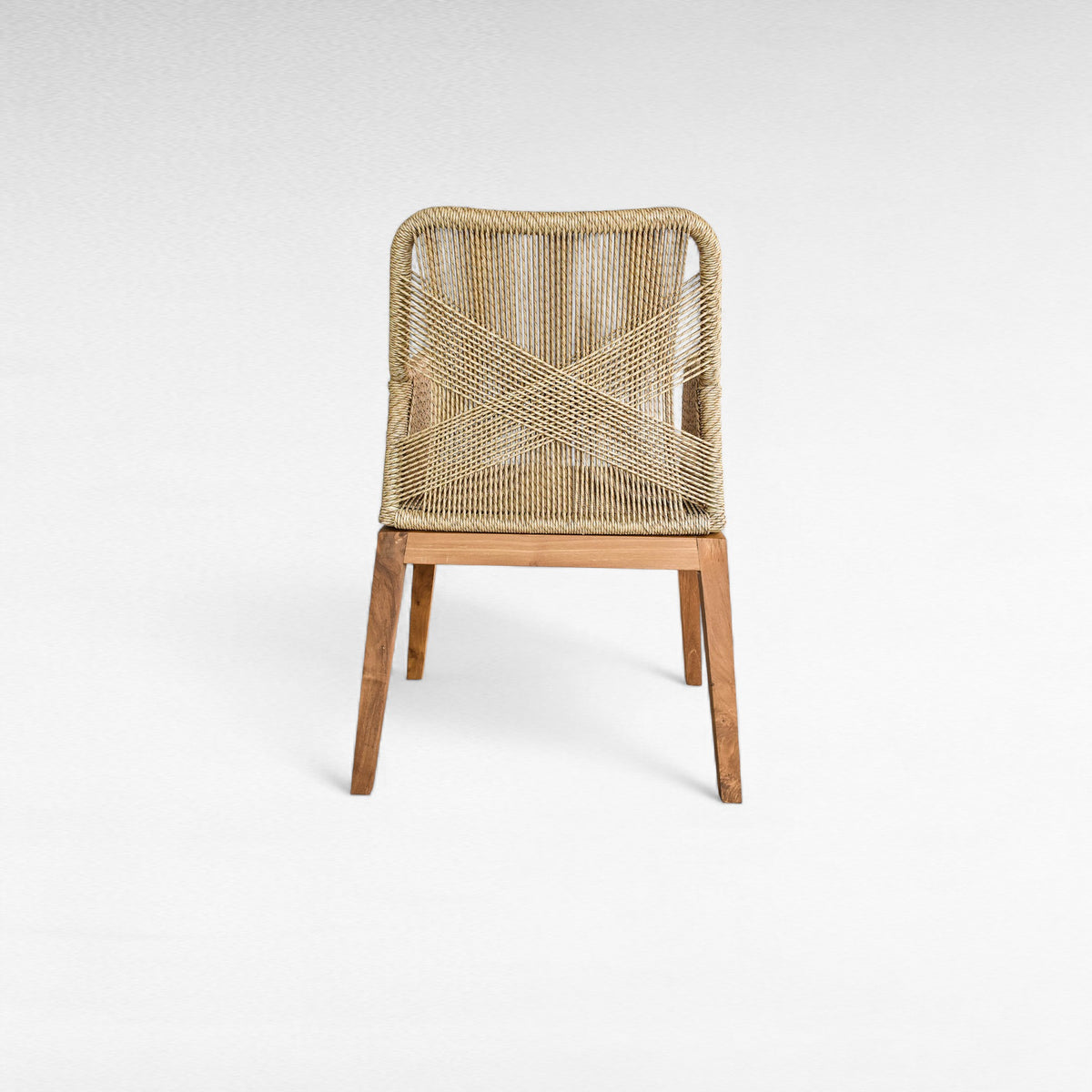 TEAK WOOD DINING ARMCHAIR WITH SYNTHETIC RAFFIA W50 |D55 |H90 CM