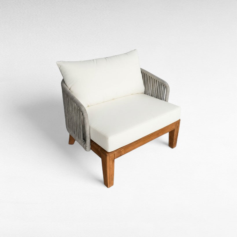 TEAK WOOD RELAX ARMCHAIR WITH COTTON ROPE W60 |D70 |H75 CM