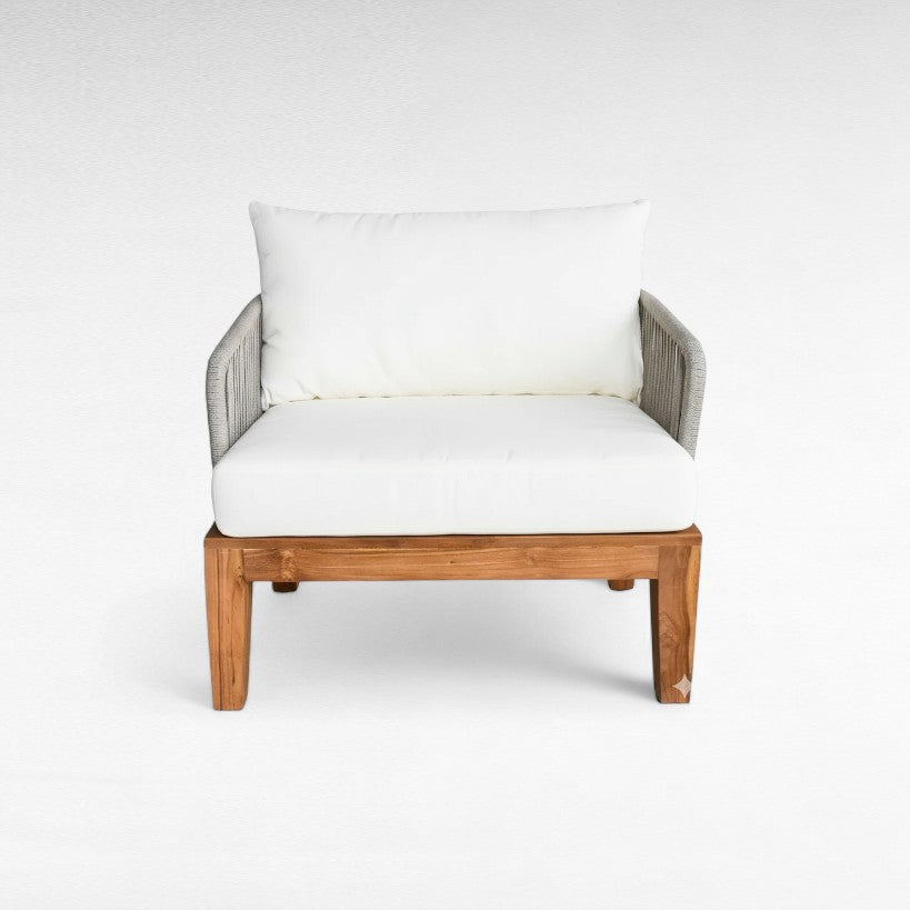 TEAK WOOD RELAX ARMCHAIR WITH COTTON ROPE W60 |D70 |H75 CM