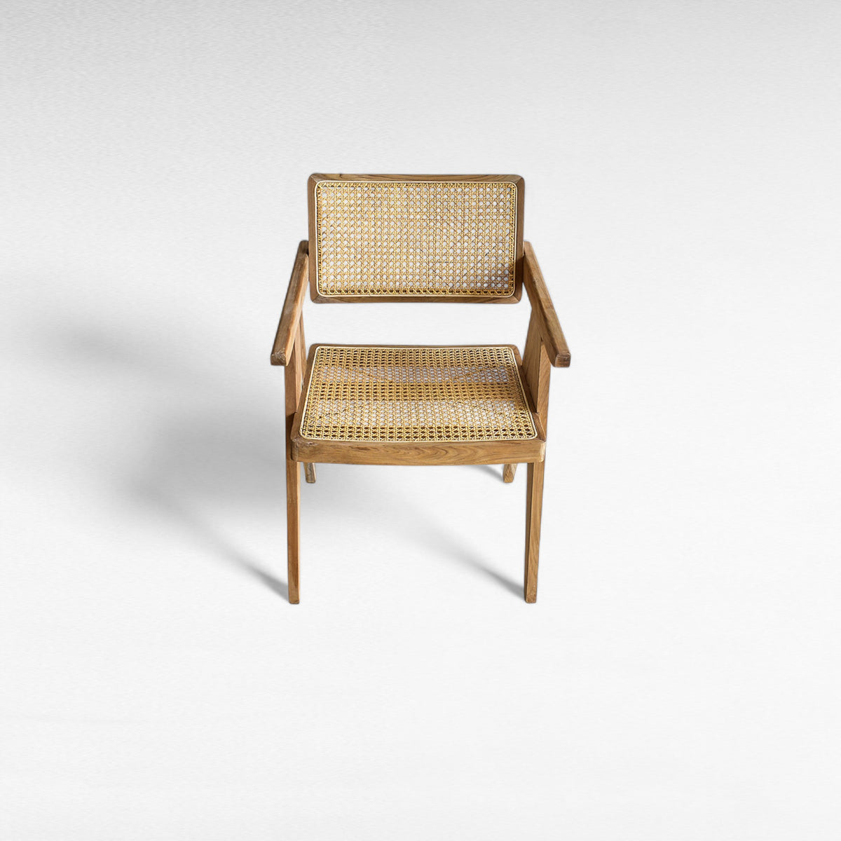 TEAK WOOD DINING ARMCHAIR WITH WOVEN CANE W50 |D55 |H80 CM