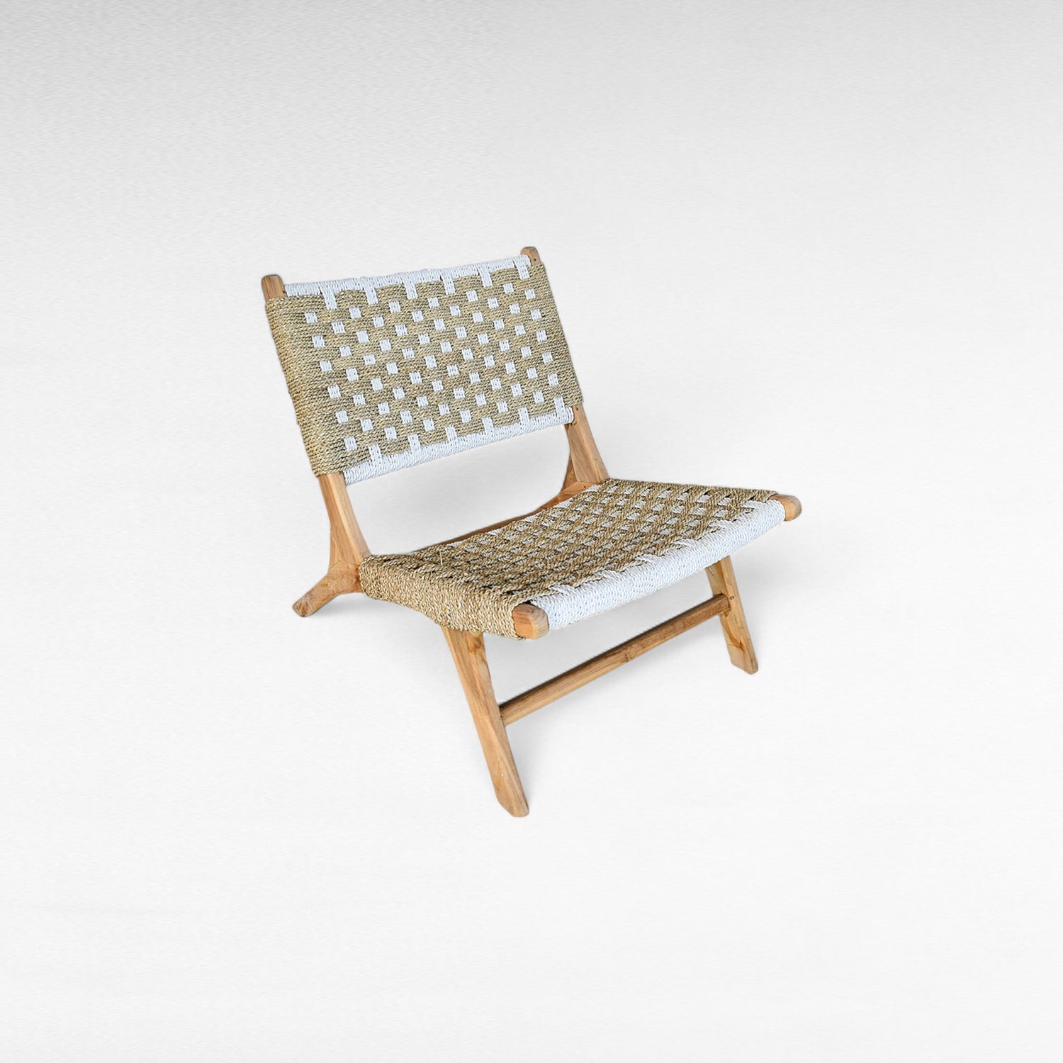 TEAK WOOD RELAX CHAIR WITH SYNTETIC RAFFIA W60 |D90 |H65 CM
