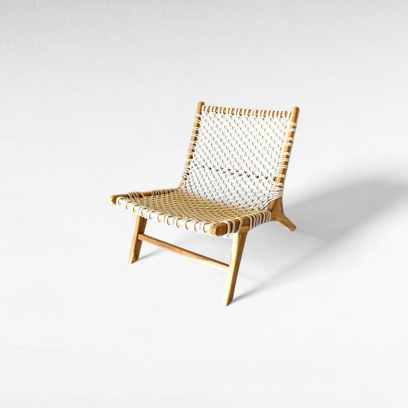 TEAK WOOD RELAX CHAIR WITH MACRAME ROPE W60 |D90 |H65 CM