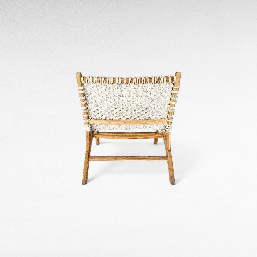 TEAK WOOD RELAX CHAIR WITH MACRAME ROPE W60 |D90 |H65 CM
