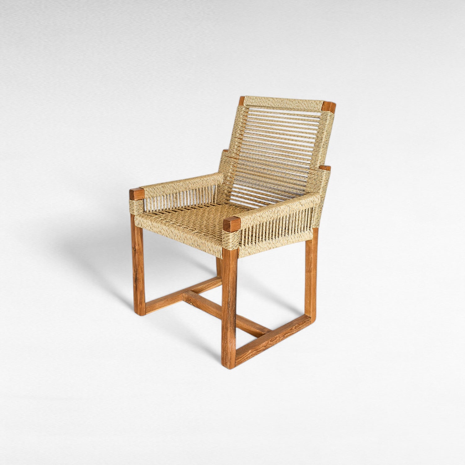 TEAK WOOD DINING ARMCHAIR WITH SYNTHETIC RAFFIA W60 |D60 |H90 CM