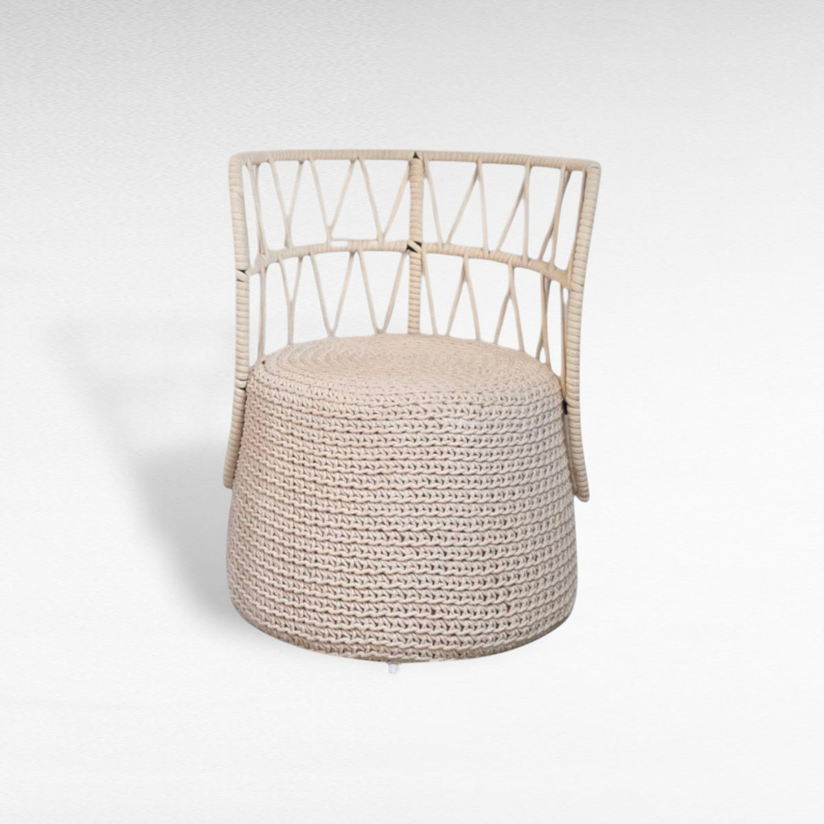 IRON FRAME DINING CHAIR WITH COTTON ROPE W55 |D55 |H85 CM