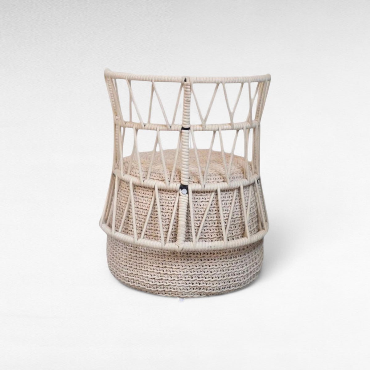 IRON FRAME DINING CHAIR WITH COTTON ROPE W55 |D55 |H85 CM