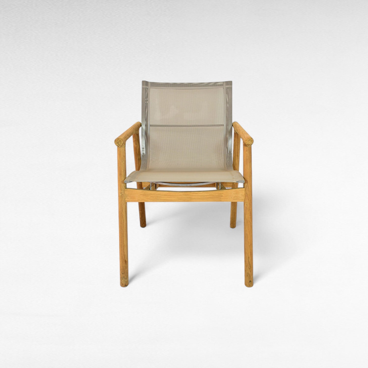 TEAK WOOD DINING ARMCHAIR WITH PVC MESH FABRIC W59 |D69 |H90 CM