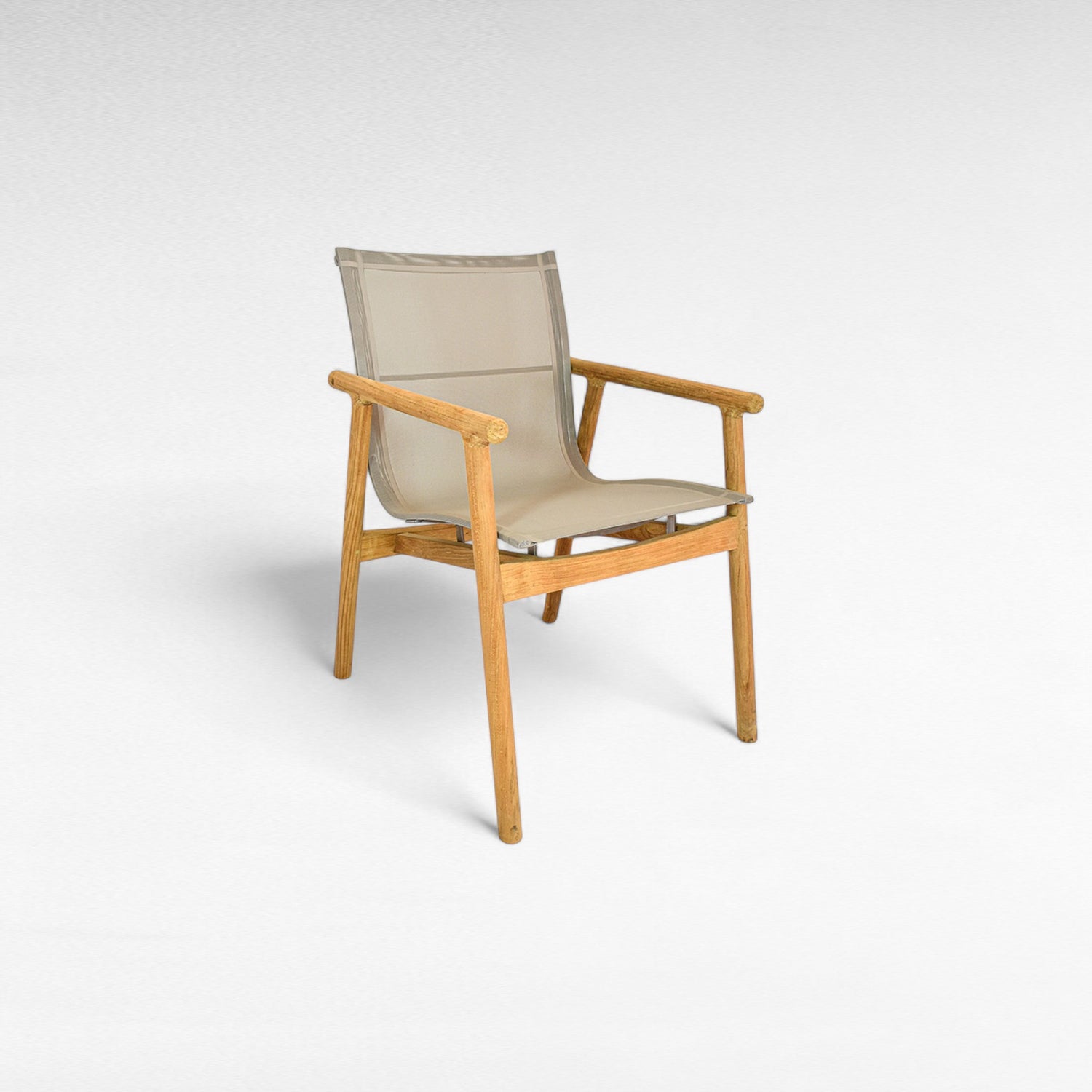 TEAK WOOD DINING ARMCHAIR WITH PVC MESH FABRIC W59 |D69 |H90 CM