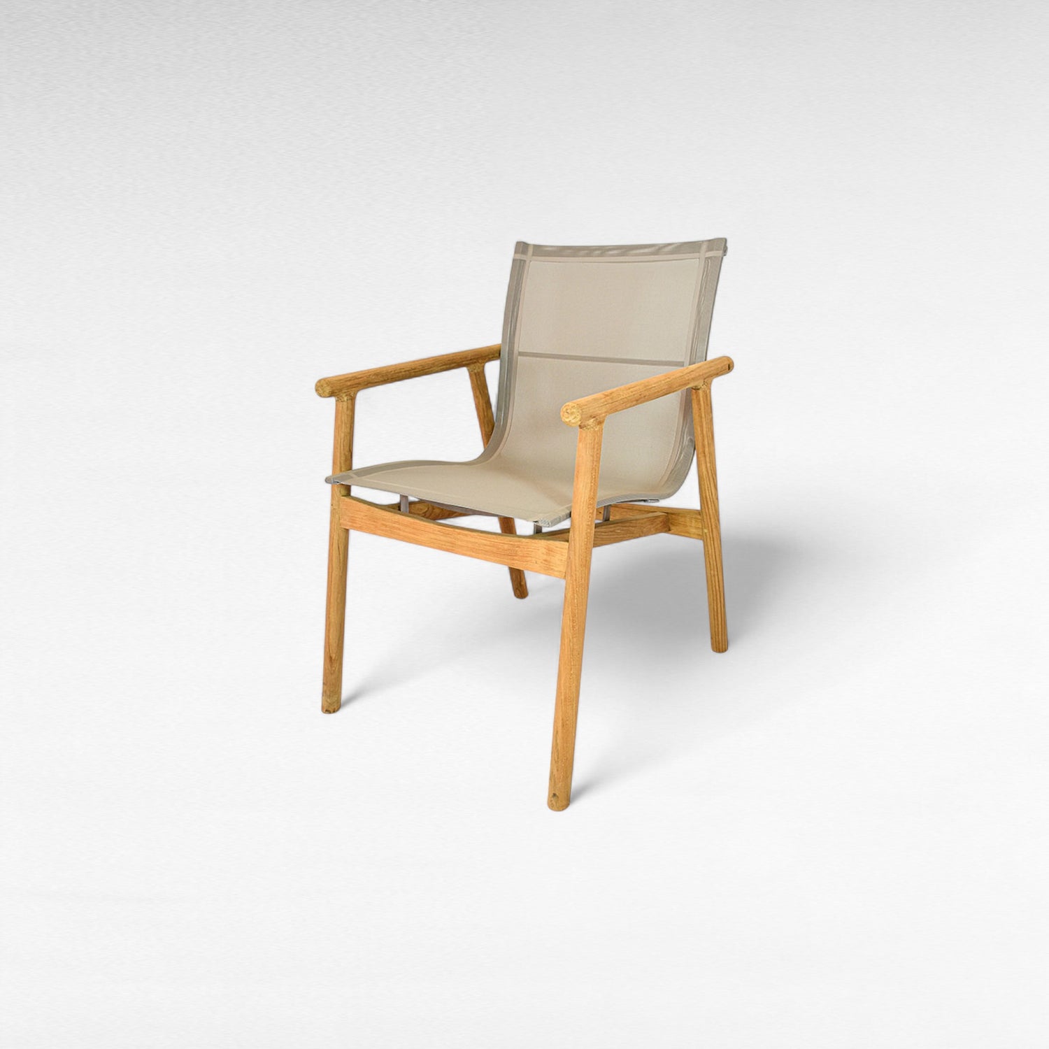 TEAK WOOD DINING ARMCHAIR WITH PVC MESH FABRIC W59 |D69 |H90 CM