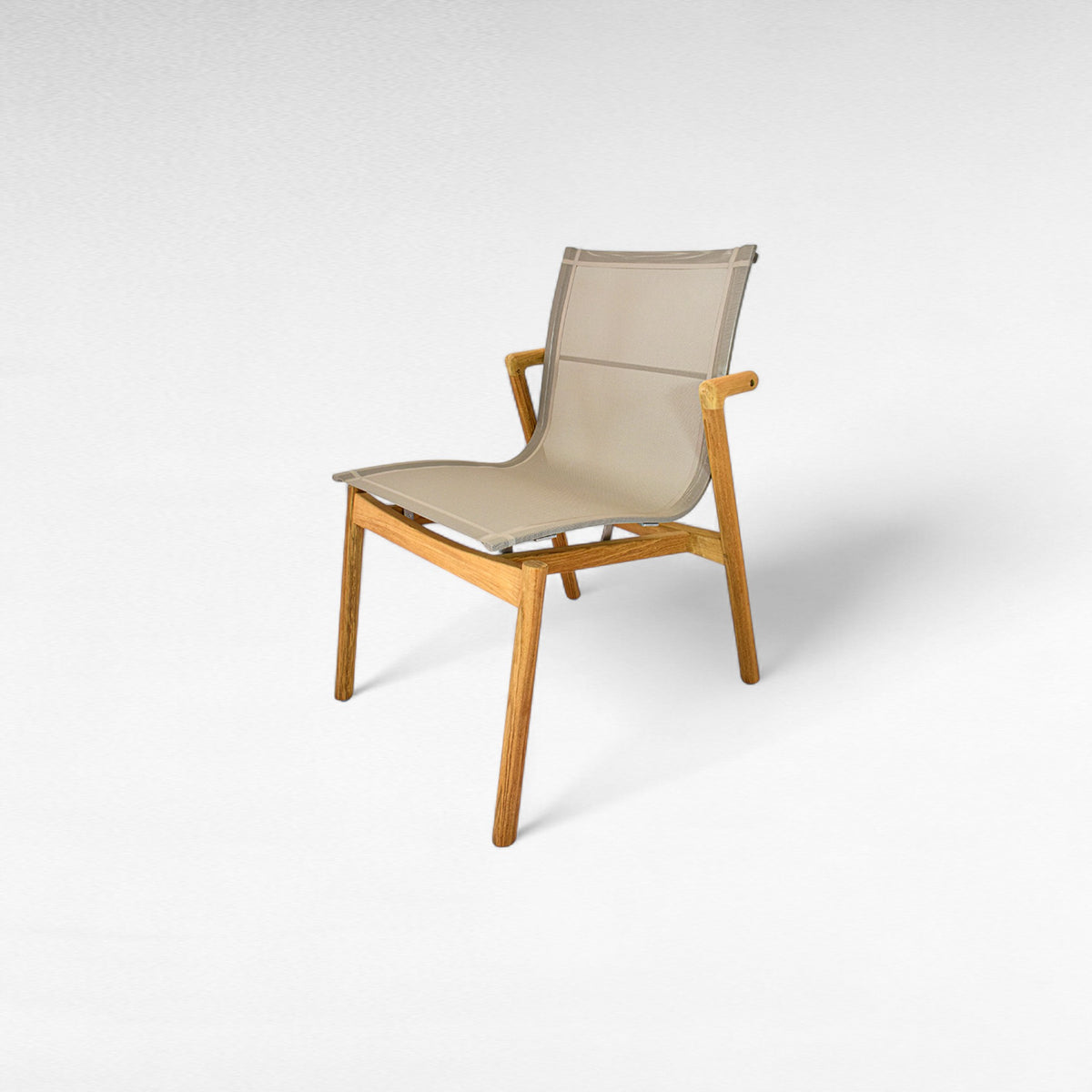 TEAK WOOD DINING CHAIR WITH PVC MESH FABRIC W60 |D70 |H90 CM