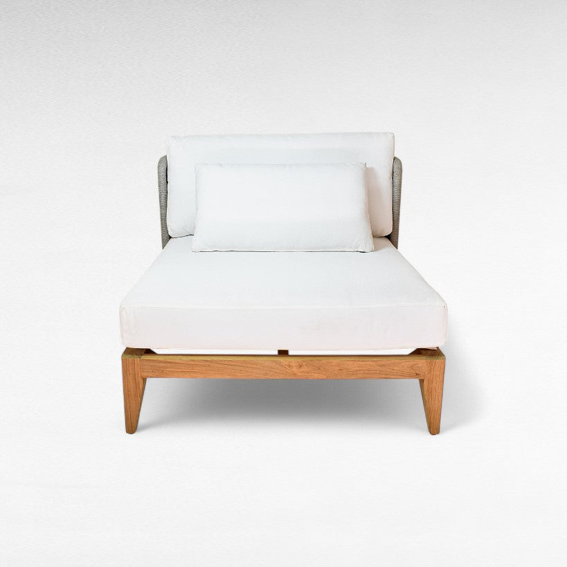 TEAK WOOD RELAX CHAIR WITH ALUMINIUM PARTS AND SYNTHETIC ROPE W98 |D90 |H70 CM