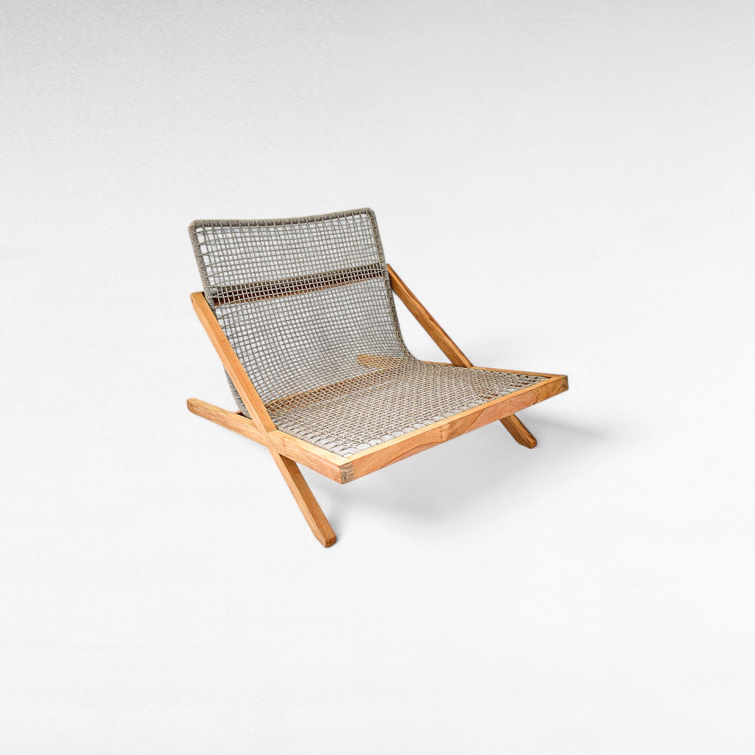TEAK WOOD RELAX CHAIR WITH ALUMINIUM FRAME AND ROPE W90 |D106 |H77 CM