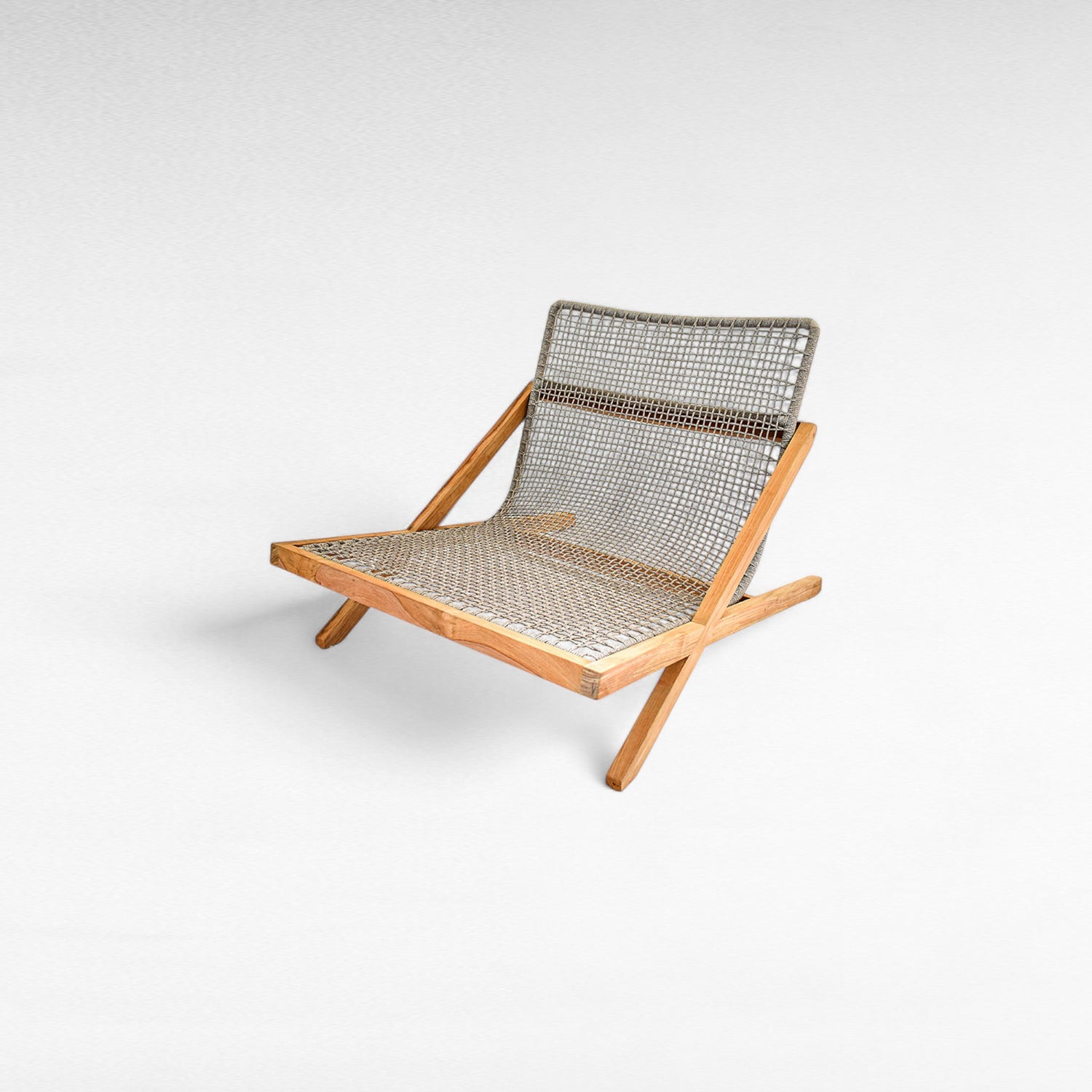 TEAK WOOD RELAX CHAIR WITH ALUMINIUM FRAME AND ROPE W90 |D106 |H77 CM