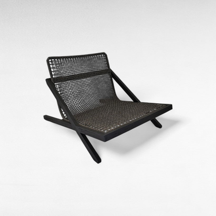 TEAK WOOD RELAX CHAIR WITH ALUMINIUM FRAME AND ROPE W90 |D106 |H77 CM