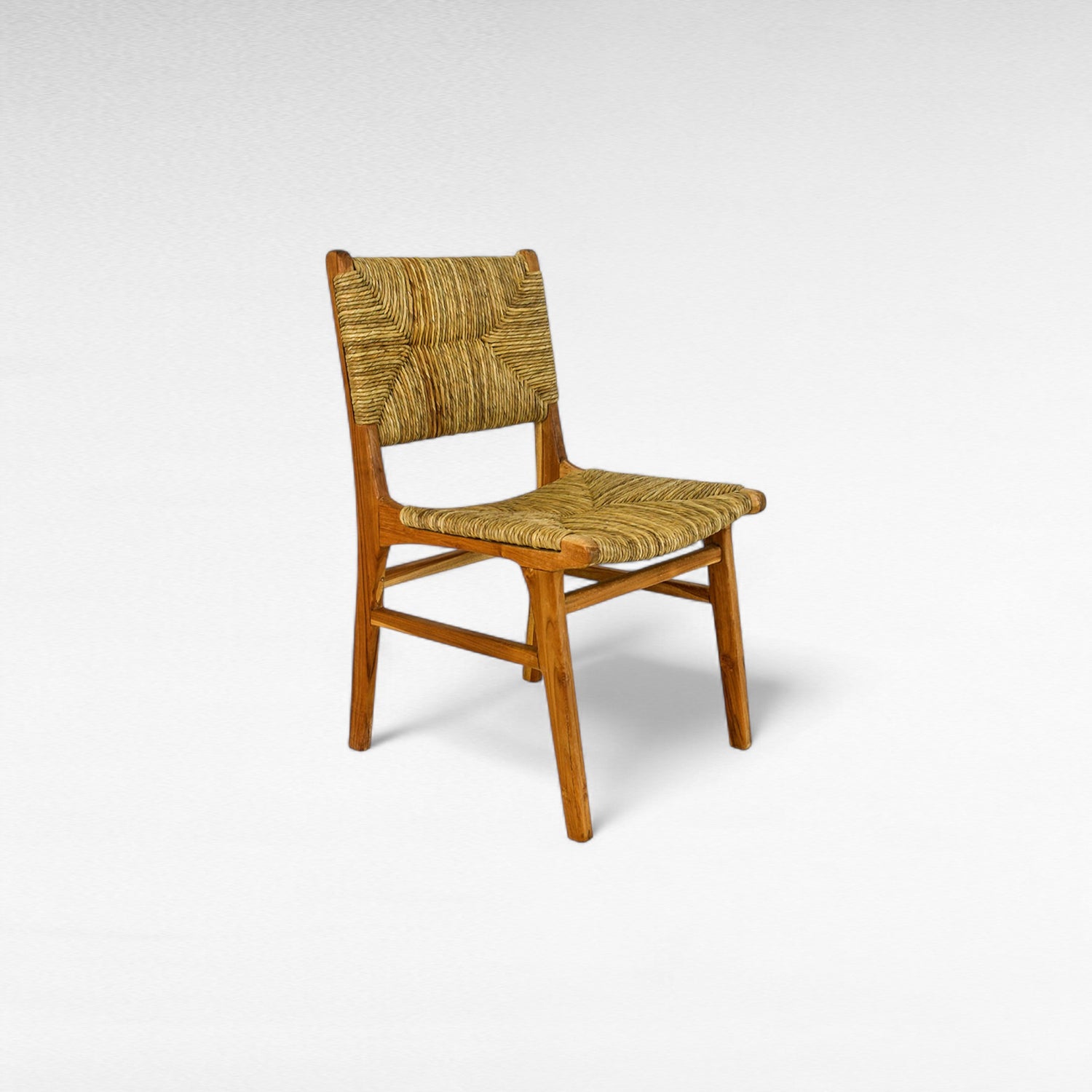 TEAK WOOD DINING CHAIR WITH NATURAL RAFFIA W51 |D52 |H82 CM