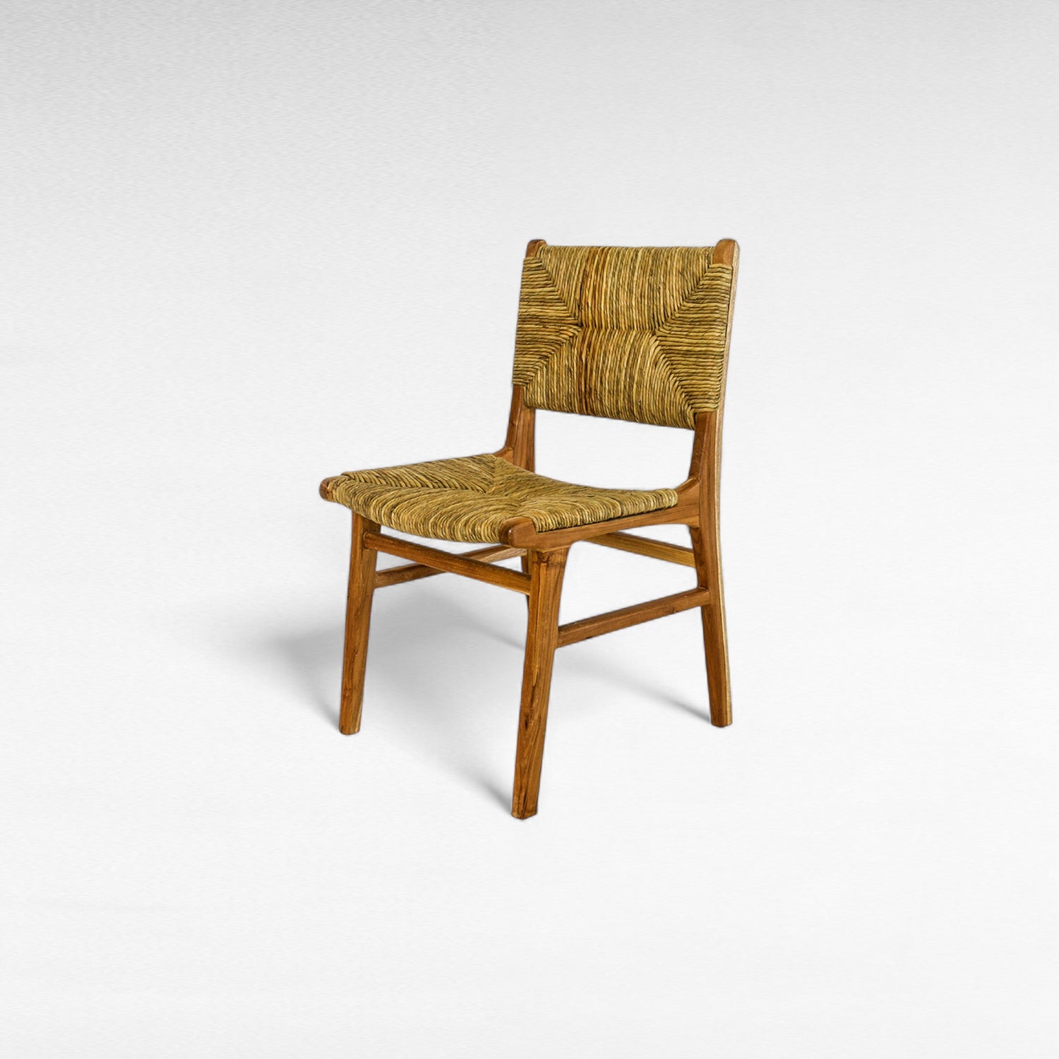TEAK WOOD DINING CHAIR WITH NATURAL RAFFIA W51 |D52 |H82 CM