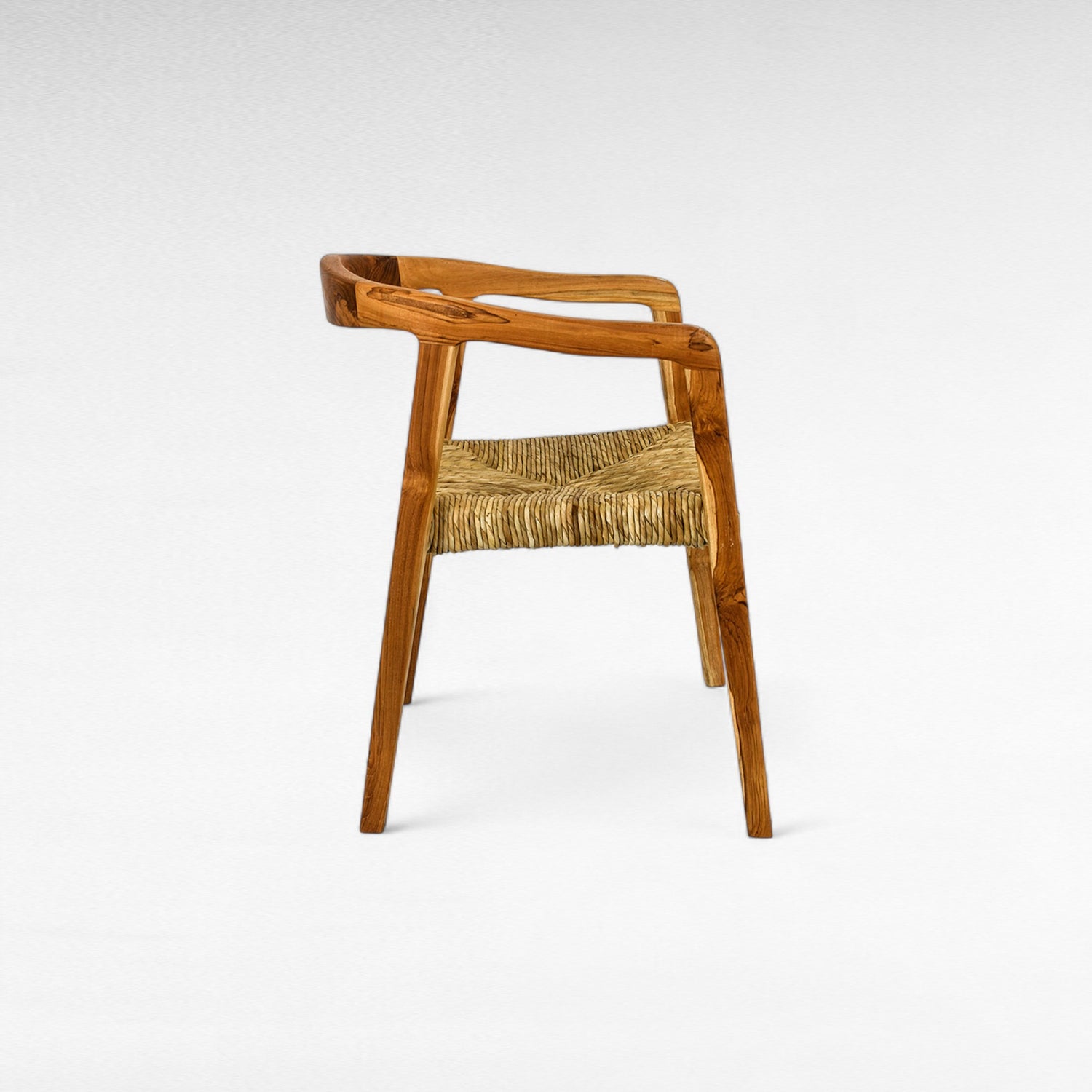 TEAK WOOD DINING CHAIR WITH NATURAL RAFFIA W53 |D52 |H72 CM