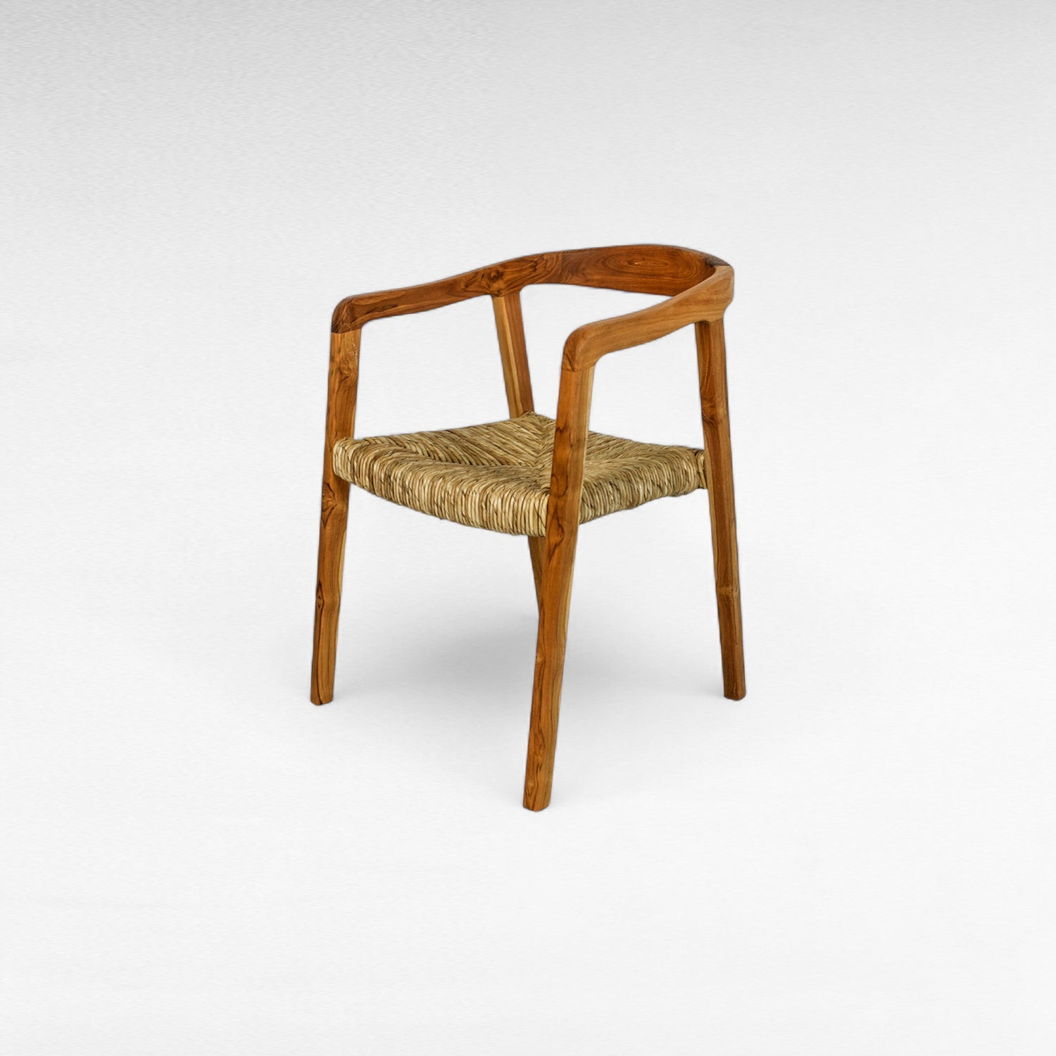 TEAK WOOD DINING CHAIR WITH NATURAL RAFFIA W53 |D52 |H72 CM