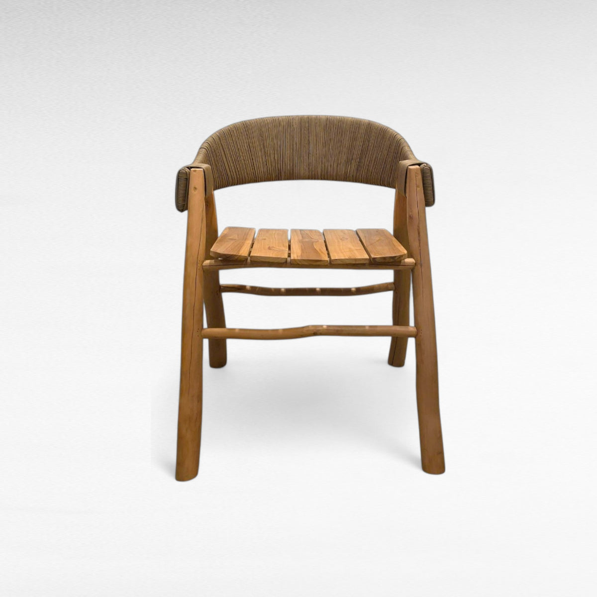 TEAK WOOD DINING CHAIR WITH SYNTHETIC RAFFIA W55 |D57 |H78 CM