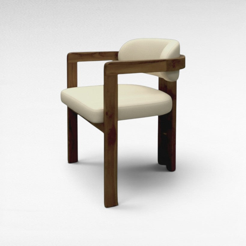 TEAK WOOD DINING CHAIR WITH UPHOLSTERY W58 |D53 |H77 CM