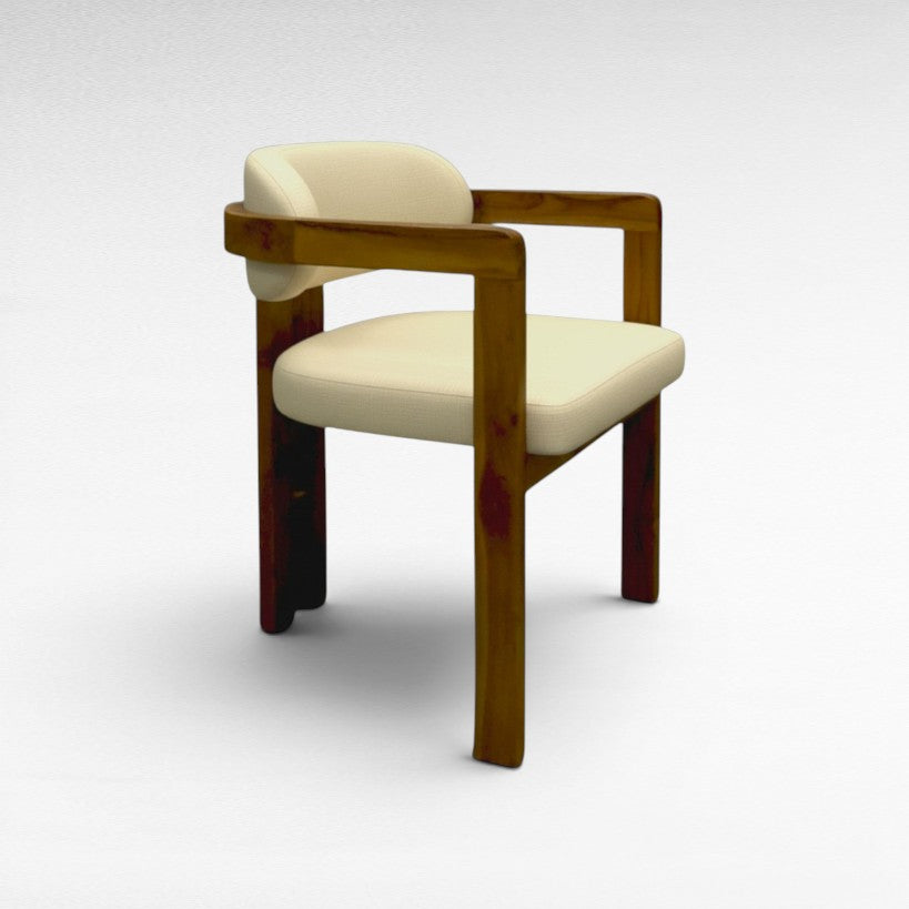TEAK WOOD DINING CHAIR WITH UPHOLSTERY W58 |D53 |H77 CM