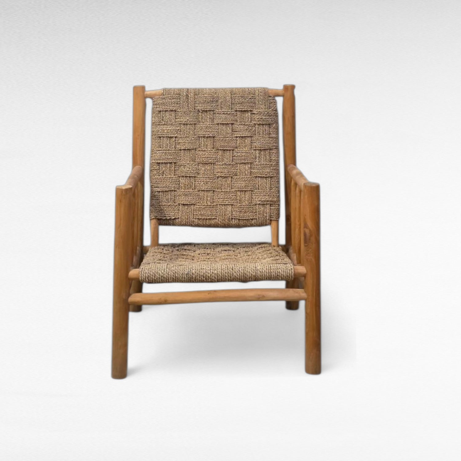 TEAK WOOD RELAX ARMCHAIR WITH NATURAL RAFFIA W60 |D60 |H95 cm
