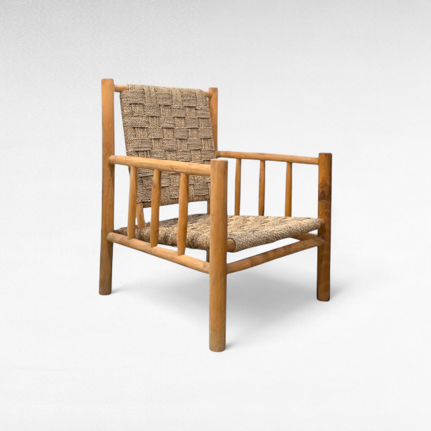 TEAK WOOD RELAX ARMCHAIR WITH NATURAL RAFFIA W60 |D60 |H95 cm