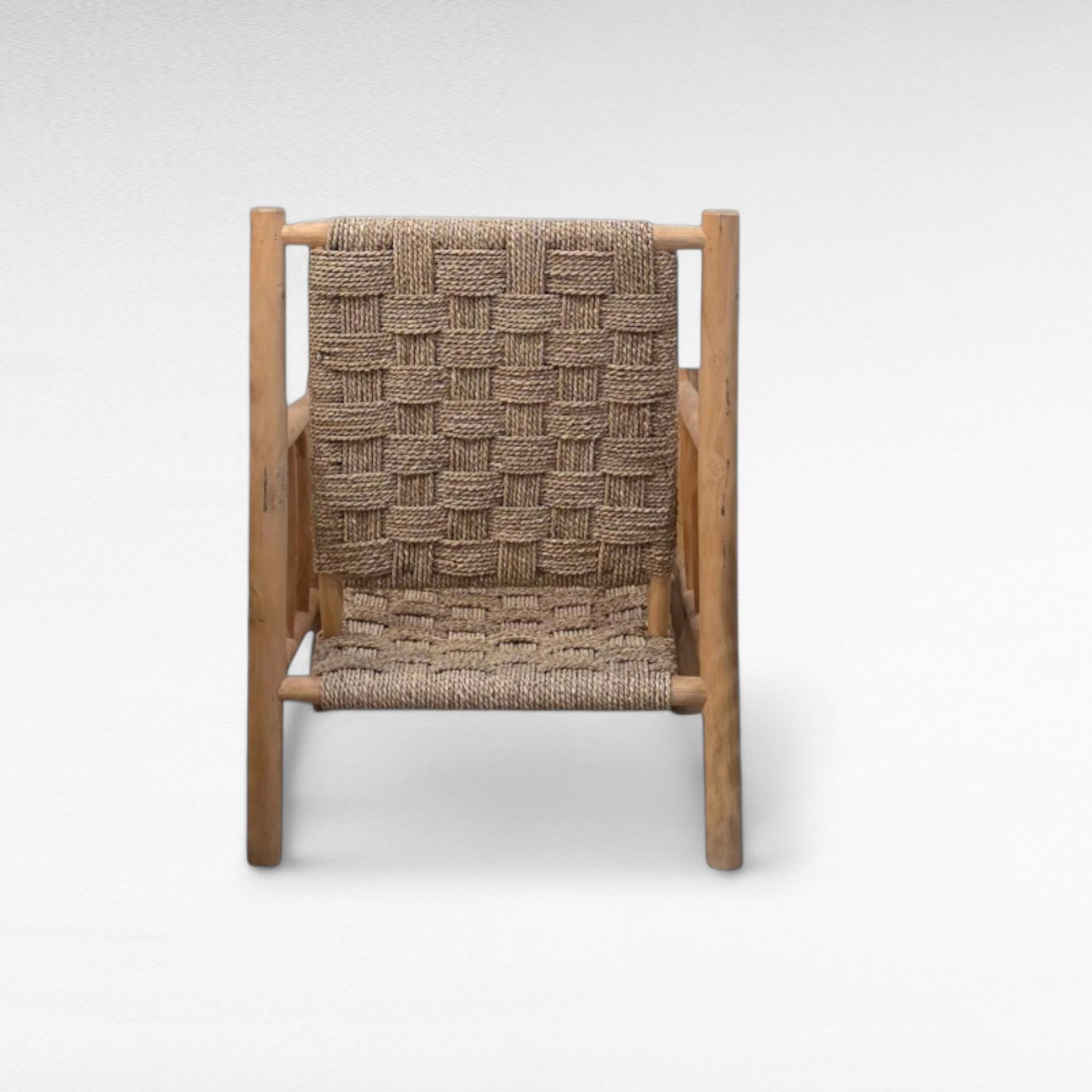 TEAK WOOD RELAX ARMCHAIR WITH NATURAL RAFFIA W60 |D60 |H95 cm