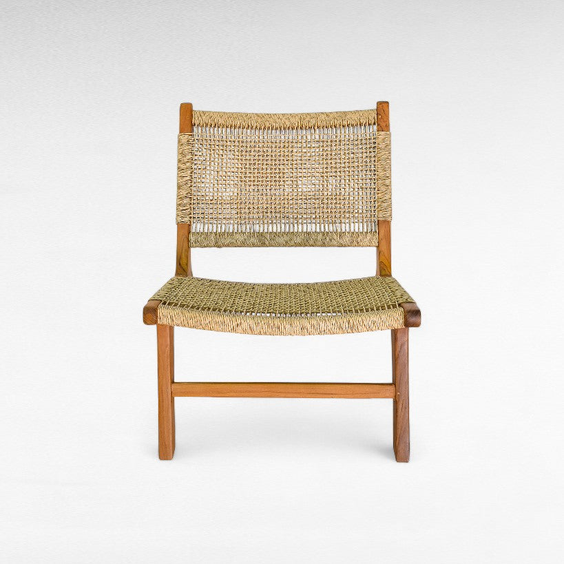 TEAK WOOD RELAX CHAIR WITH SYNTHETIC RAFFIA W60 |D90 |H65 cm
