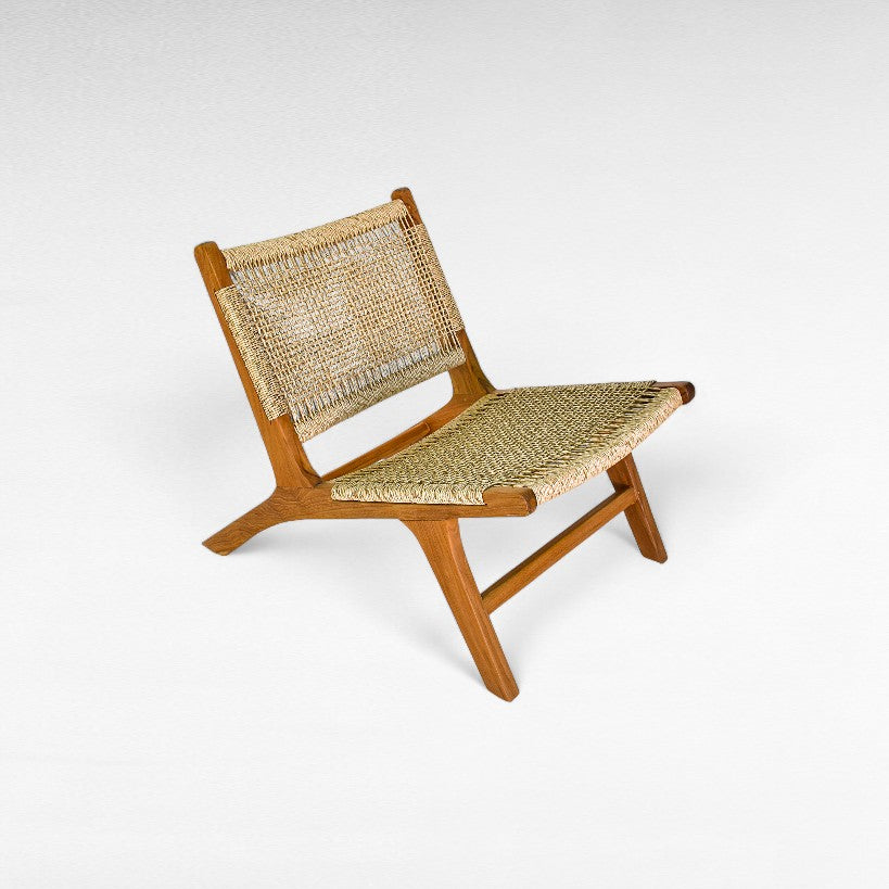 TEAK WOOD RELAX CHAIR WITH SYNTHETIC RAFFIA W60 |D90 |H65 cm