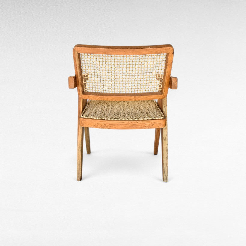 TEAK WOOD DINING ARMCHAIR WITH SYNTHETIC RAFFIA W48 |D52 |H85 cm